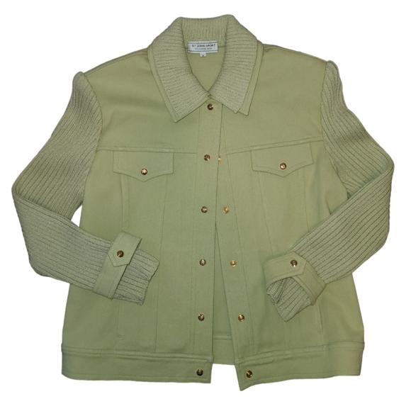 St. John Jackets & Blazers - St John Sport Marie Green  Denim Wool Jacket, Snaps. Size: Medium.
